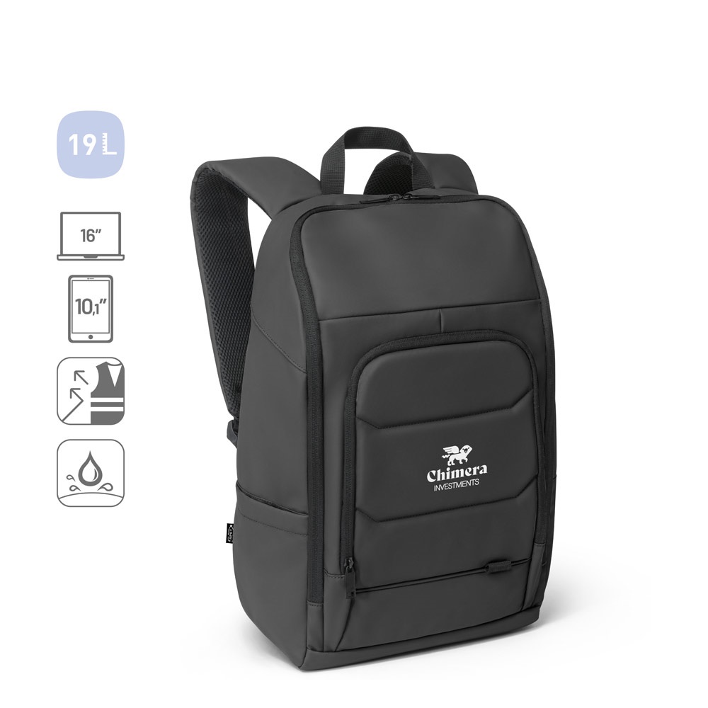 TOULON. Zaino per notebook realizzato in poliestere riciclato 600D ad alta densità 16"