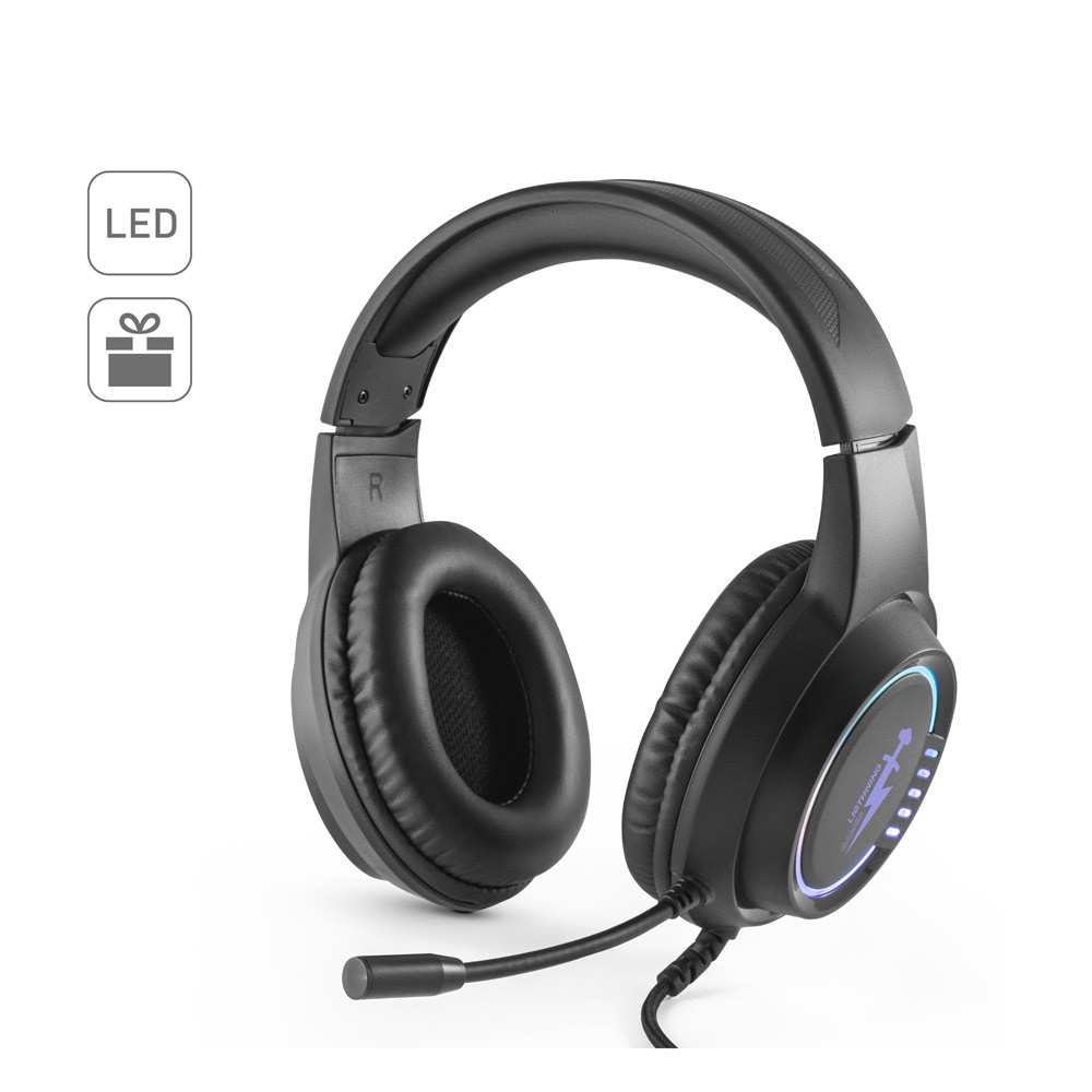 Thorne Headset RGB. Cuffie da gioco in ABS con cavo, microfono e luci LED RGB