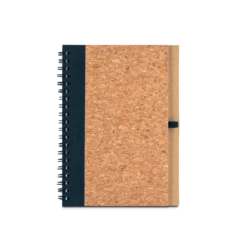 VICENTE. Block notes B6 con penna a sfera in sughero e poliestere riciclato (100% rPET)