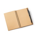 VICENTE. Block notes B6 con penna a sfera in sughero e poliestere riciclato (100% rPET)