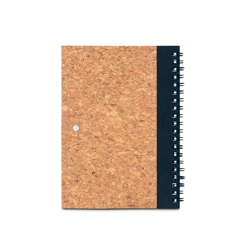 VICENTE. Block notes B6 con penna a sfera in sughero e poliestere riciclato (100% rPET)