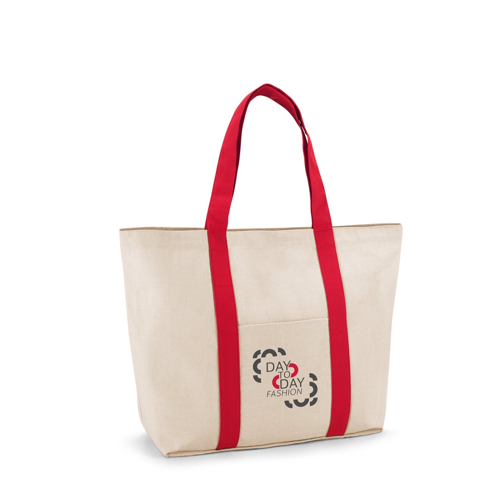 VILLE. Borsa 100% in tela di cotone con tasca interna e frontale (280 g/m²)
