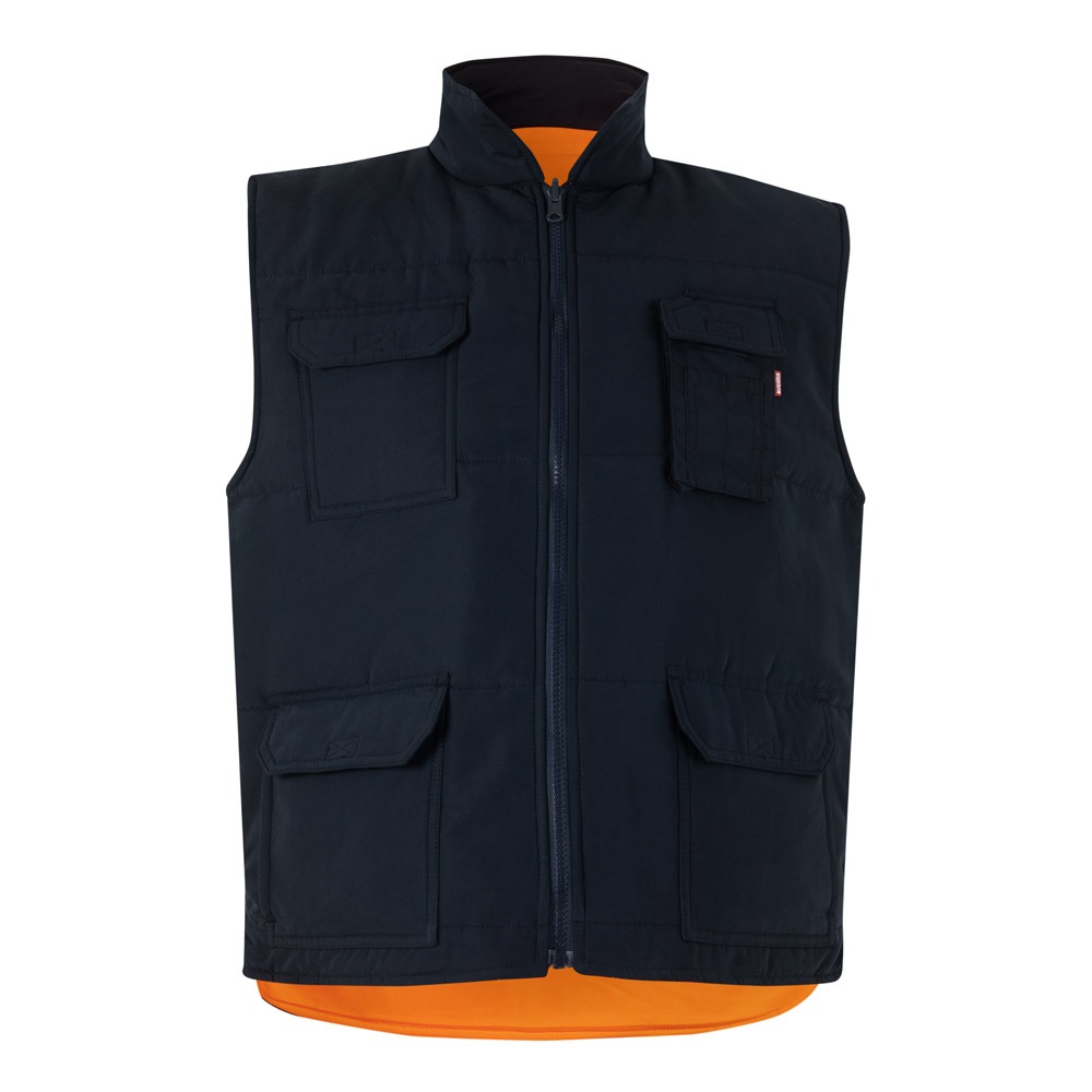 VL DIANA. Gilet imbottito (220g/m²), reversibile e con diverse tasche, in poliestere (100%), con chiusura a zip e tirante reversibile