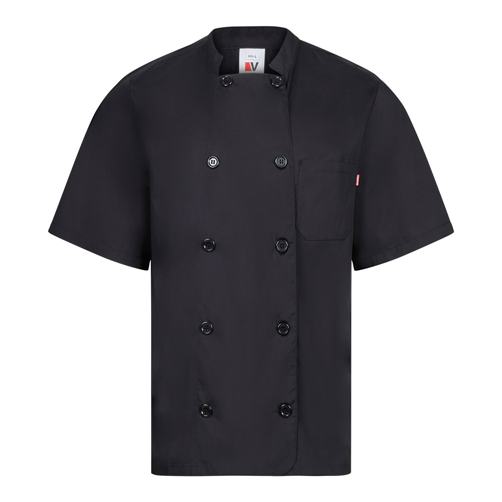 VL DURGA. Giacca da cucina in popeline (110g/m²) a maniche corte, in cotone (35%) e poliestere (65%)