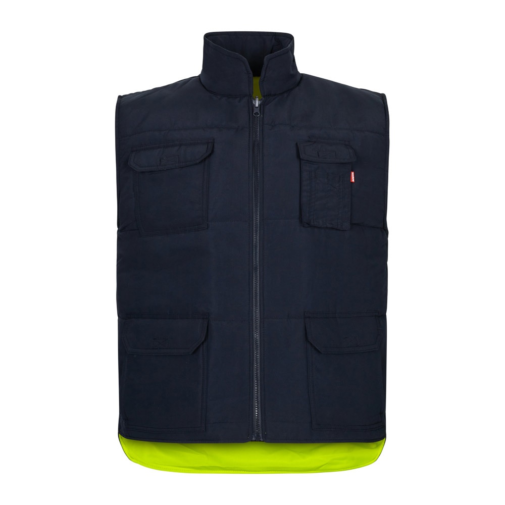 VL DIANA. Gilet imbottito (220g/m²), reversibile e con diverse tasche, in poliestere (100%), con chiusura a zip e tirante reversibile