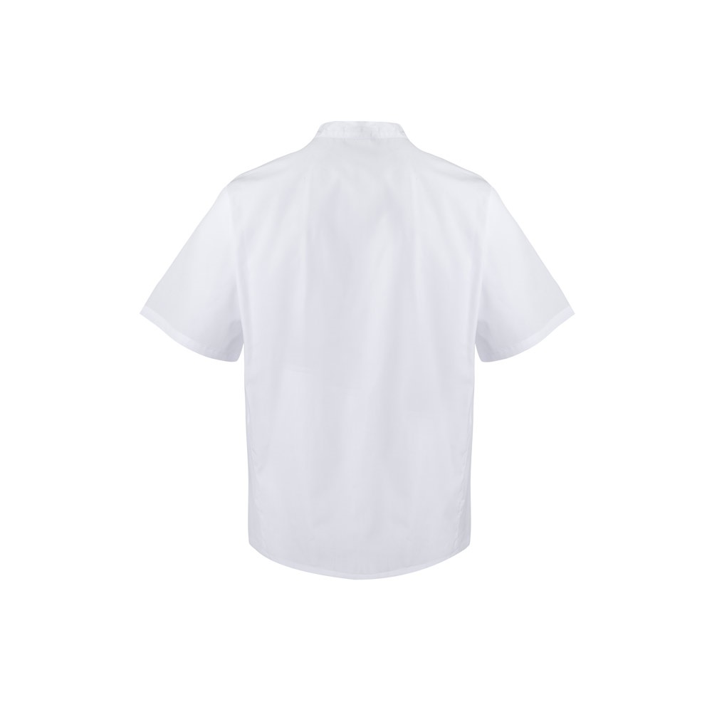 VL DURGA. Giacca da cucina in popeline (110g/m²) a maniche corte, in cotone (35%) e poliestere (65%)