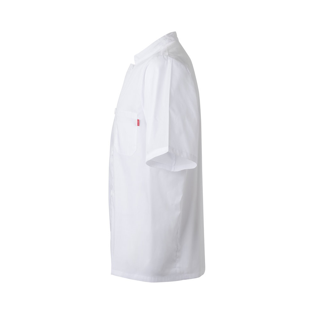 VL DURGA. Giacca da cucina in popeline (110g/m²) a maniche corte, in cotone (35%) e poliestere (65%)