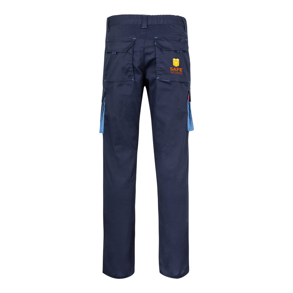 VL FIDES. Pantaloni elasticizzati bicolore con diverse tasche (240g/m²), in cotone (46%), EME (38%) e poliestere (16%)