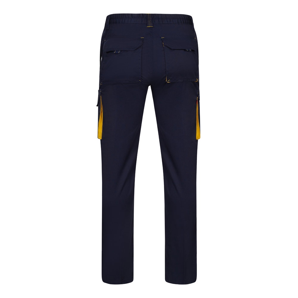 VL FIDES. Pantaloni elasticizzati bicolore con diverse tasche (240g/m²), in cotone (46%), EME (38%) e poliestere (16%)