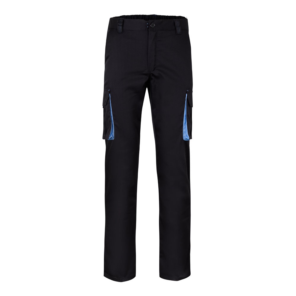 VL FIDES. Pantaloni elasticizzati bicolore con diverse tasche (240g/m²), in cotone (46%), EME (38%) e poliestere (16%)