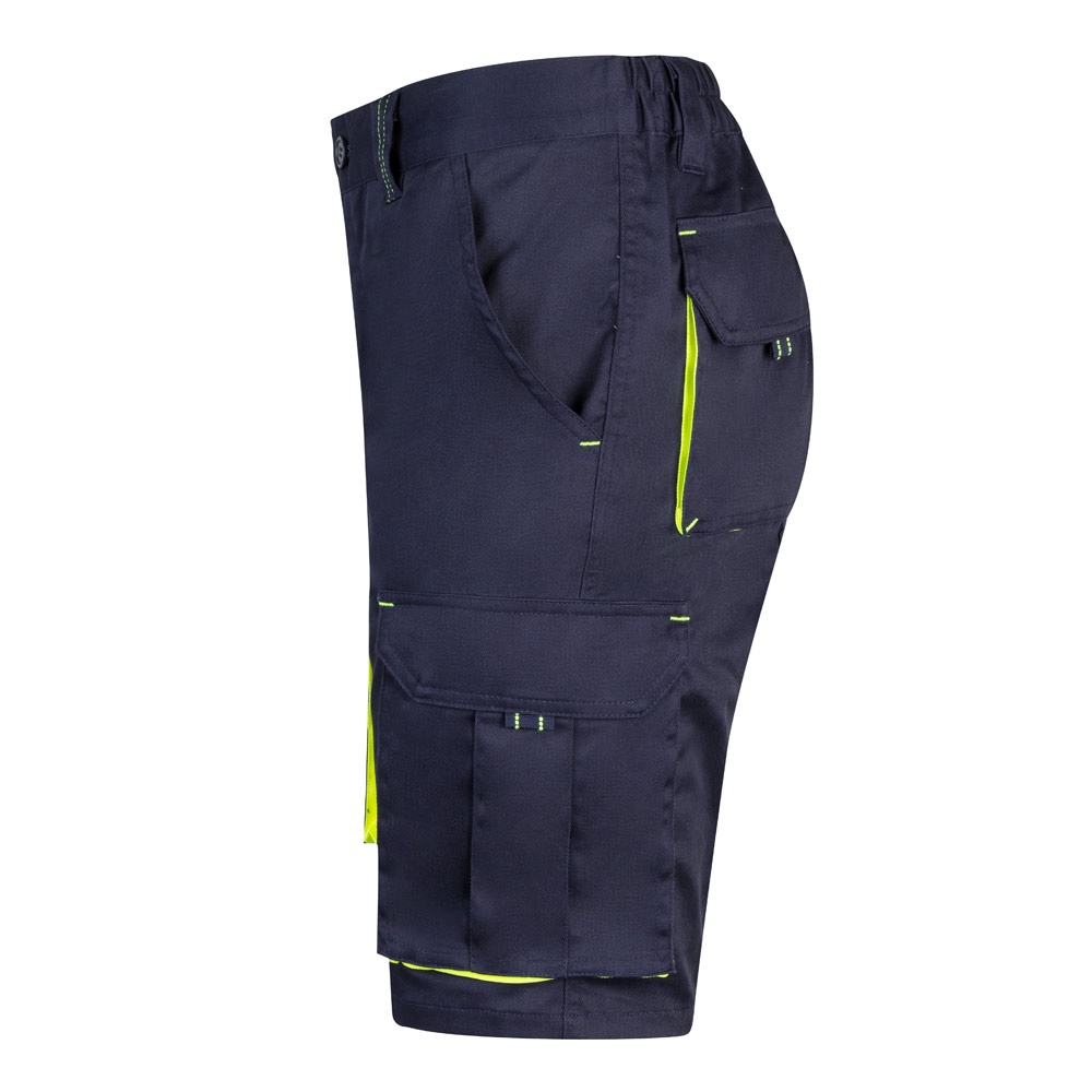 VL HEMERA. Bermuda bicolore elasticizzati con diverse tasche (240g/m²), in cotone (46%), EME (38%) e poliestere (16%)
