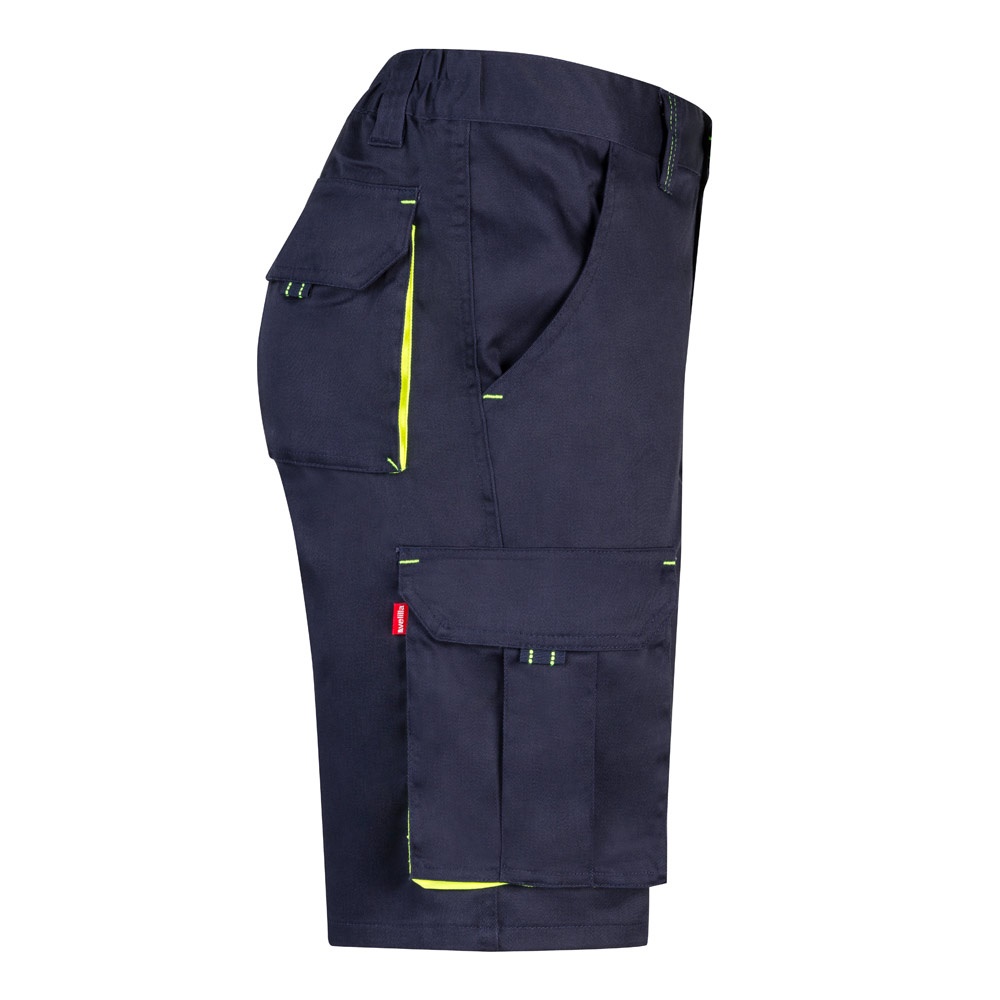 VL HEMERA. Bermuda bicolore elasticizzati con diverse tasche (240g/m²), in cotone (46%), EME (38%) e poliestere (16%)
