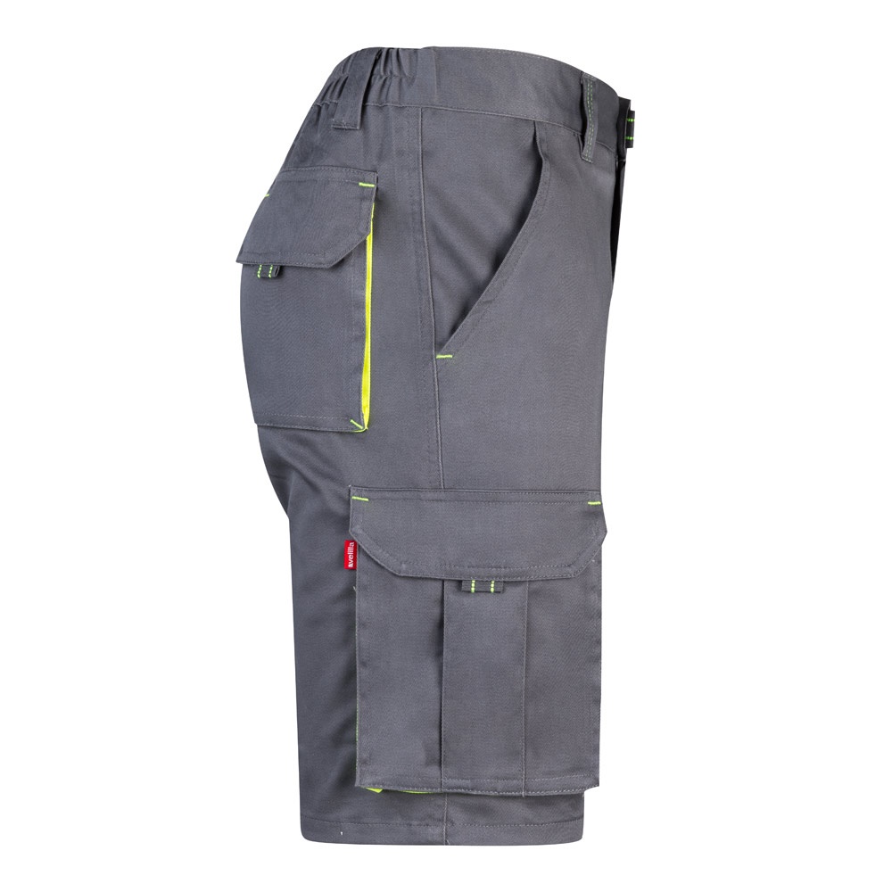 VL HEMERA. Bermuda bicolore elasticizzati con diverse tasche (240g/m²), in cotone (46%), EME (38%) e poliestere (16%)