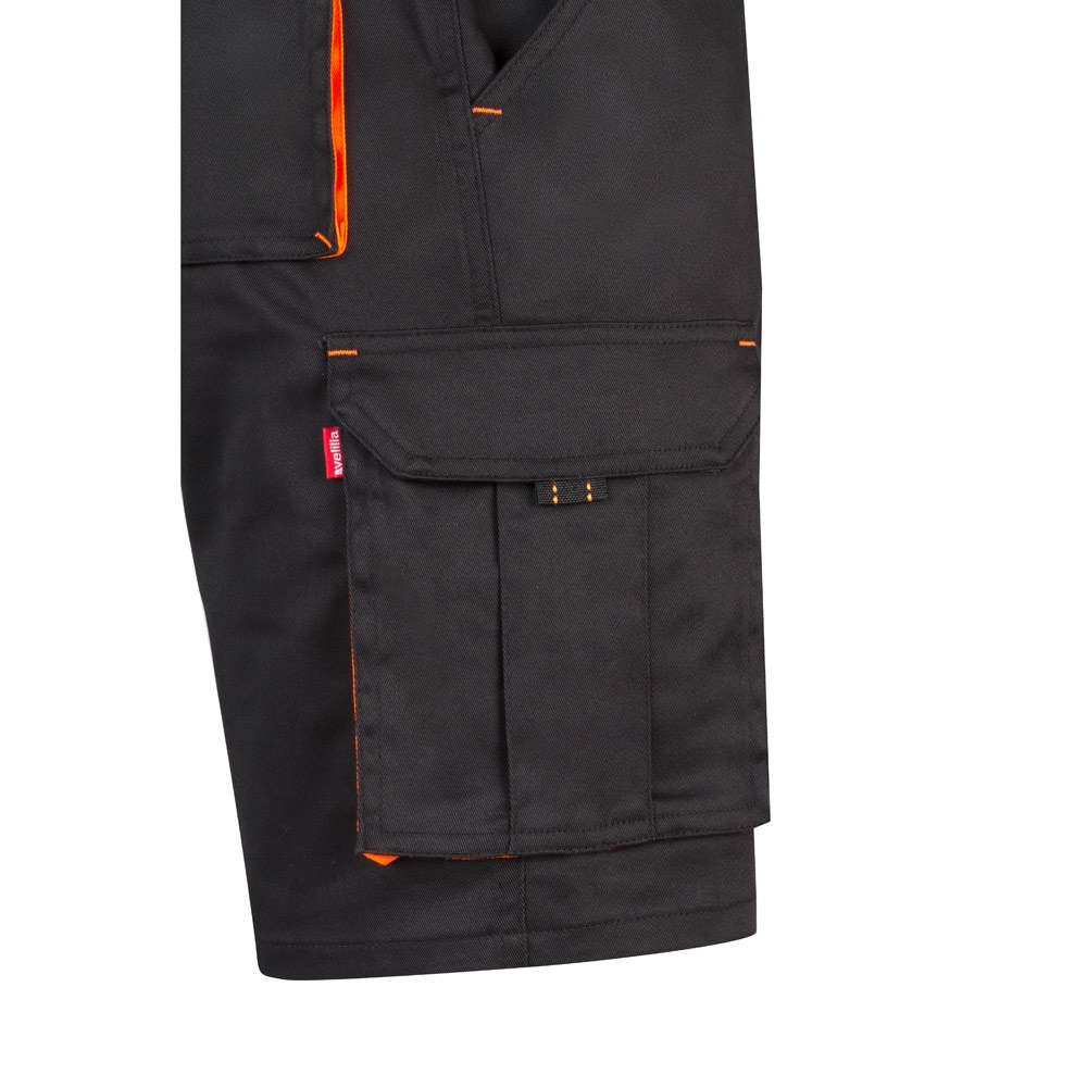 VL HEMERA. Bermuda bicolore elasticizzati con diverse tasche (240g/m²), in cotone (46%), EME (38%) e poliestere (16%)