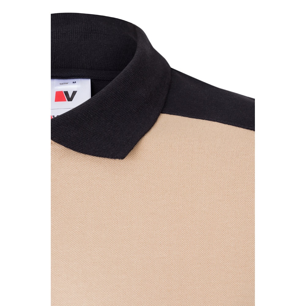 VL VELES. Polo bicolore piqué elasticizzata (200g/m²) con maniche corte, in poliestere (96%) ed elastan (4%)