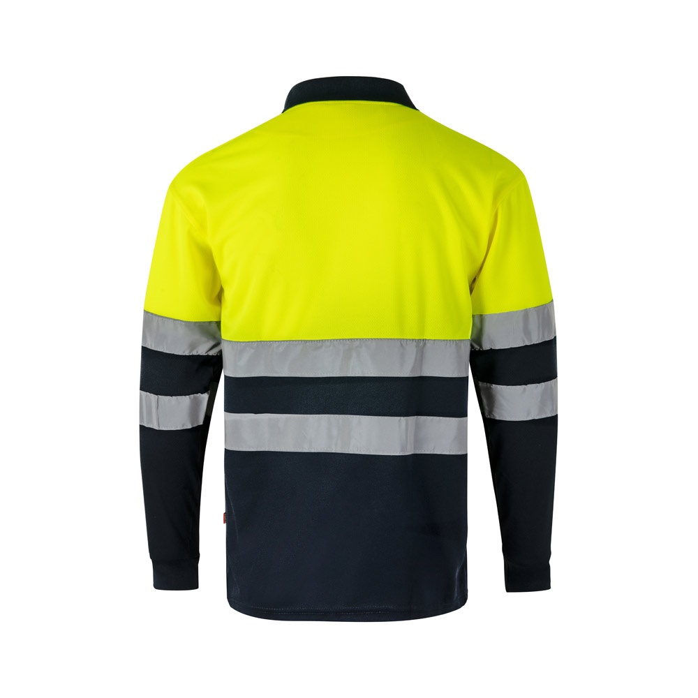VL VULCAN LARGE. Polo bicolore bird-eye (160g/m²) con maniche lunghe, in poliestere (100%)