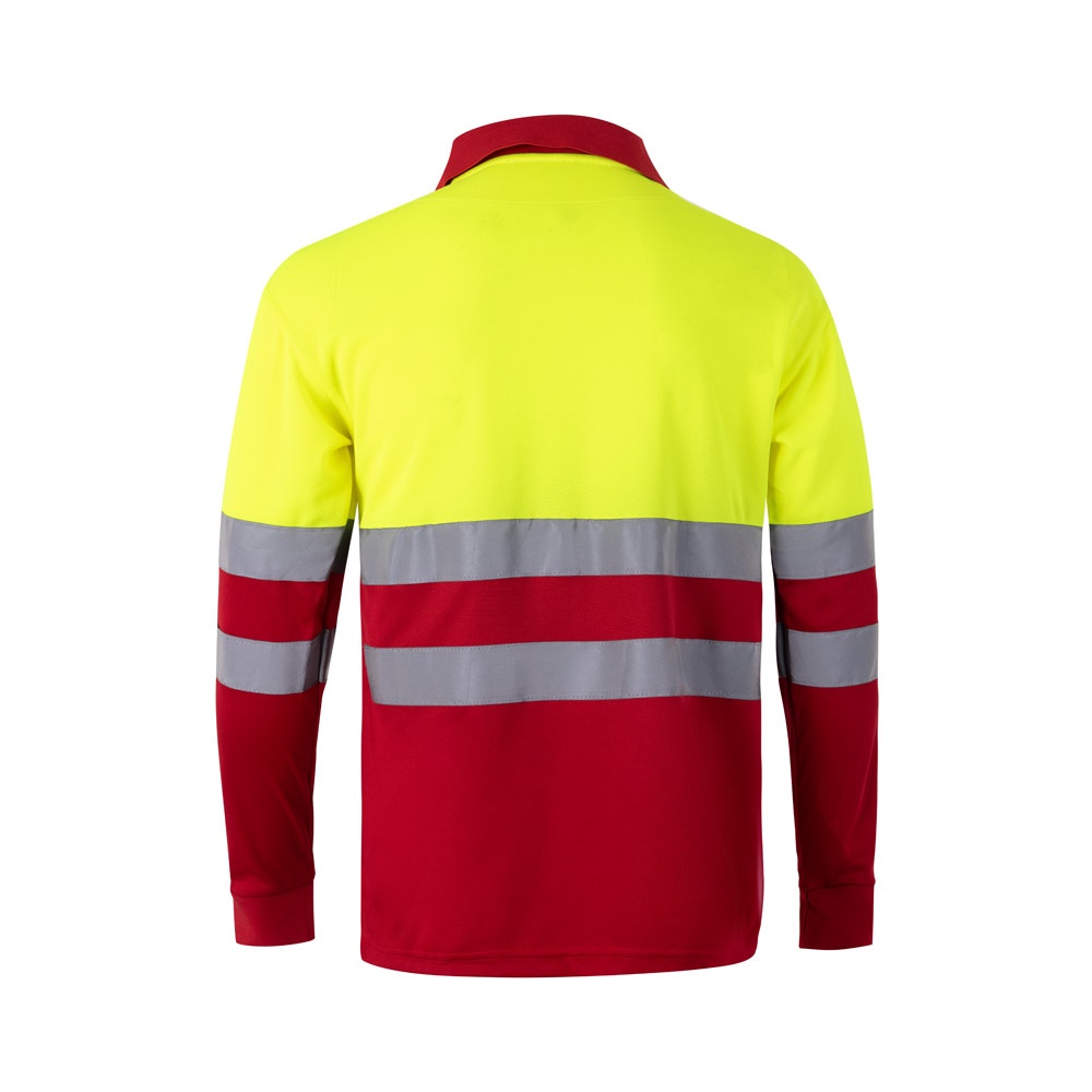 VL VULCAN LARGE. Polo bicolore bird-eye (160g/m²) con maniche lunghe, in poliestere (100%)