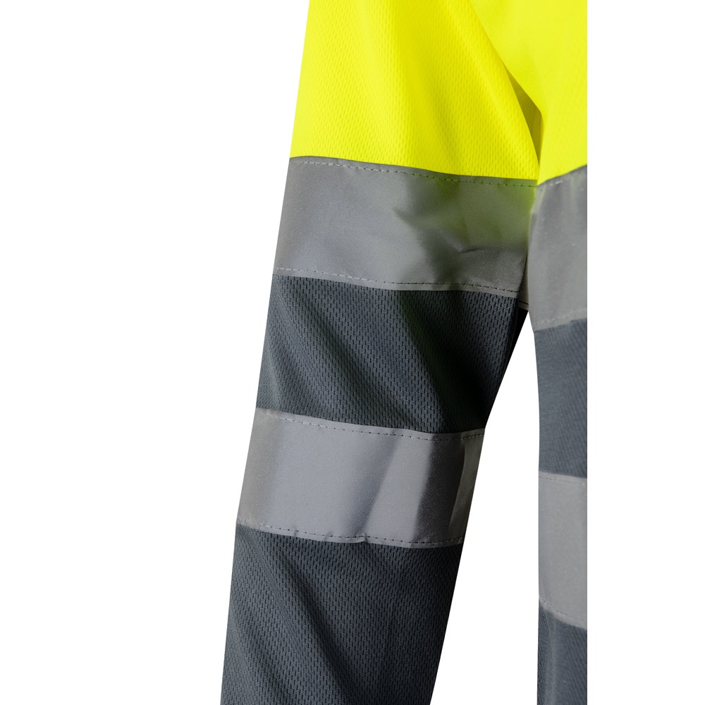 VL VULCAN LARGE. Polo bicolore bird-eye (160g/m²) con maniche lunghe, in poliestere (100%)