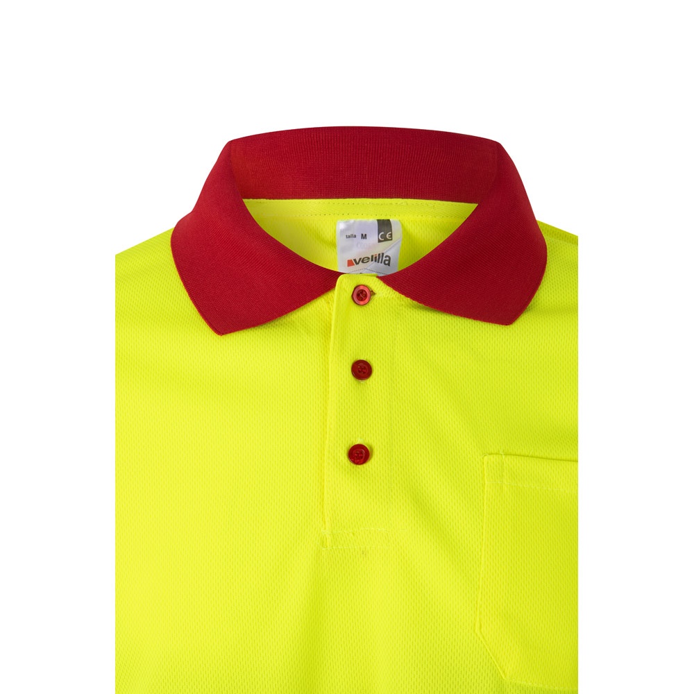 VL VULCAN LARGE. Polo bicolore bird-eye (160g/m²) con maniche lunghe, in poliestere (100%)