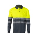 VL VULCAN LARGE. Polo bicolore bird-eye (160g/m²) con maniche lunghe, in poliestere (100%)