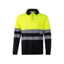 VL VULCAN. Polo bicolore bird-eye (160g/m²) con maniche lunghe, in poliestere (100%)