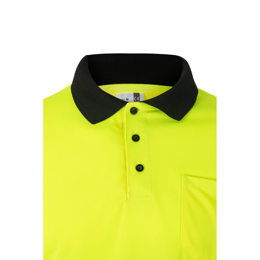 VL VULCAN. Polo bicolore bird-eye (160g/m²) con maniche lunghe, in poliestere (100%)