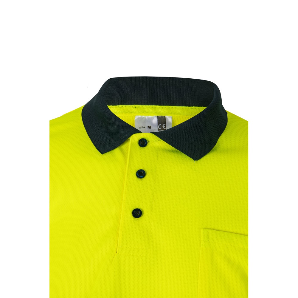 VL VULCAN. Polo bicolore bird-eye (160g/m²) con maniche lunghe, in poliestere (100%)