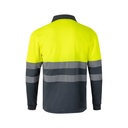 VL VULCAN. Polo bicolore bird-eye (160g/m²) con maniche lunghe, in poliestere (100%)