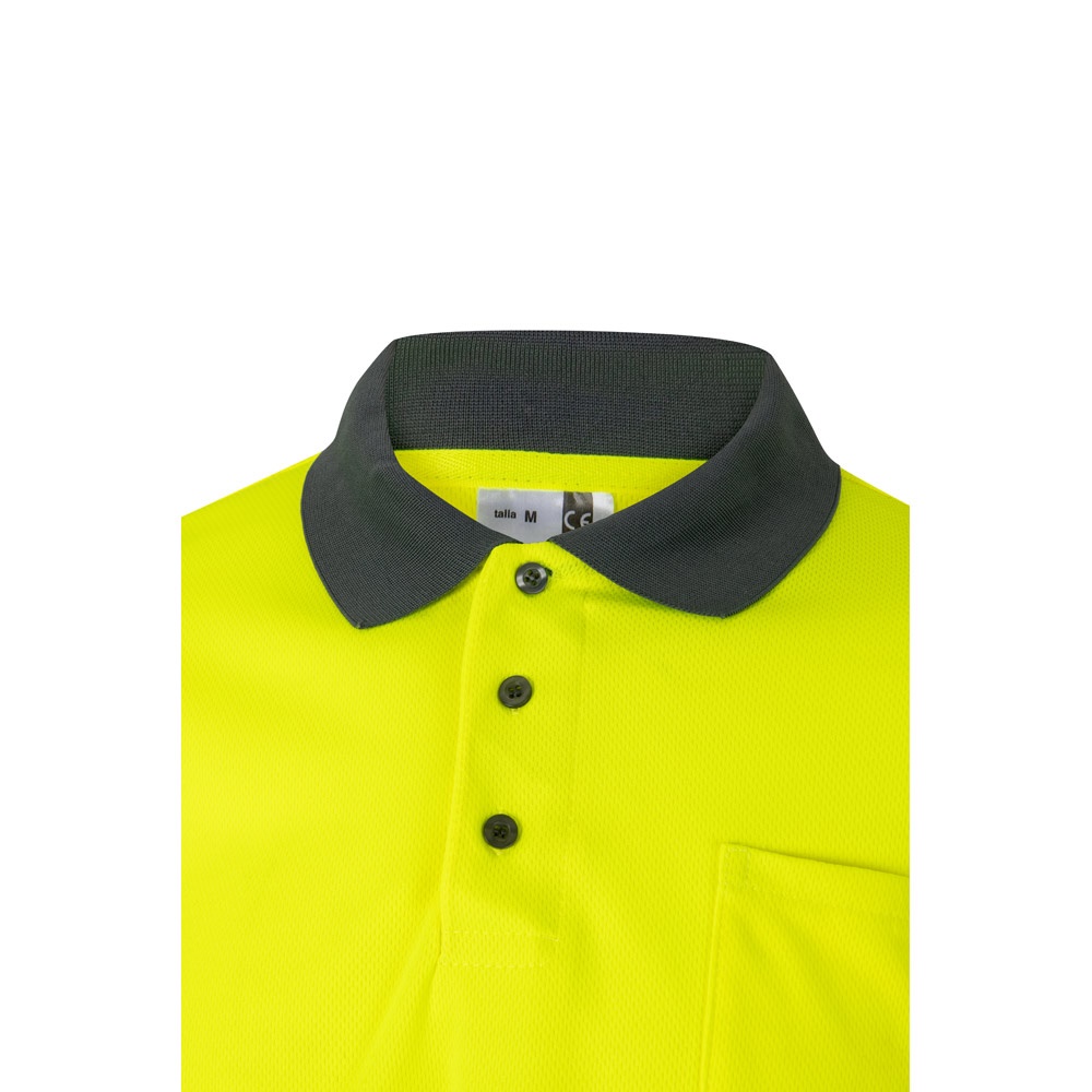 VL VULCAN. Polo bicolore bird-eye (160g/m²) con maniche lunghe, in poliestere (100%)