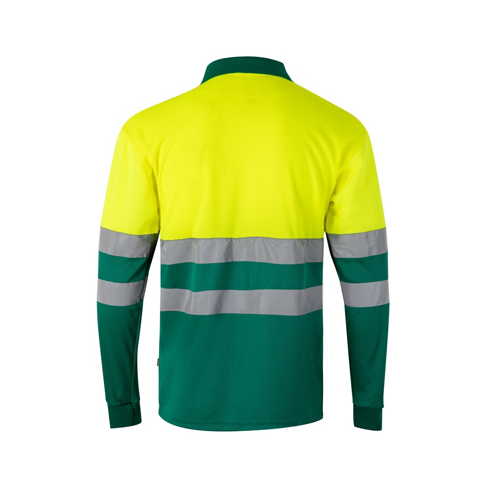 VL VULCAN LARGE. Polo bicolore bird-eye (160g/m²) con maniche lunghe, in poliestere (100%)