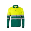 VL VULCAN LARGE. Polo bicolore bird-eye (160g/m²) con maniche lunghe, in poliestere (100%)