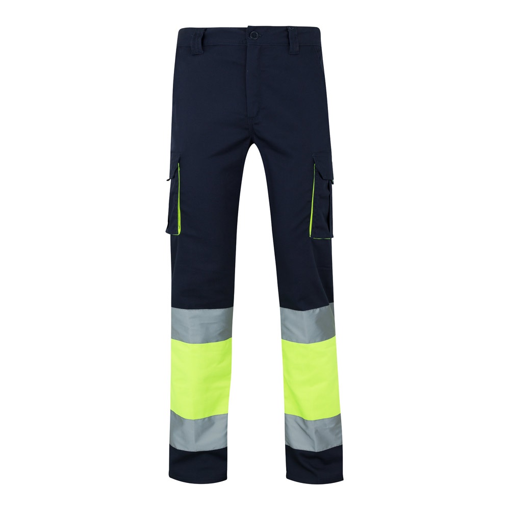 VL ZEUS. Pantaloni elasticizzati bicolore con diverse tasche (240g/m²), in cotone (46%), EME (38%) e poliestere (16%)