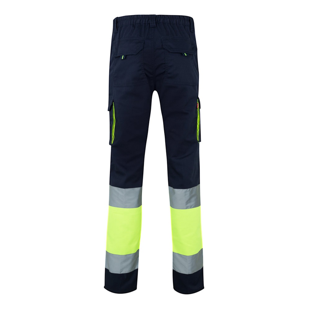 VL ZEUS. Pantaloni elasticizzati bicolore con diverse tasche (240g/m²), in cotone (46%), EME (38%) e poliestere (16%)