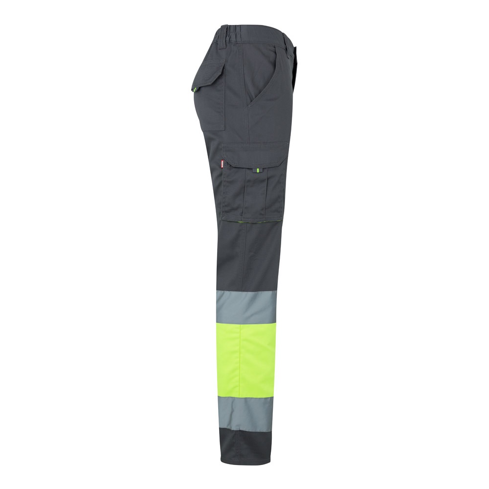 VL ZEUS. Pantaloni elasticizzati bicolore con diverse tasche (240g/m²), in cotone (46%), EME (38%) e poliestere (16%)