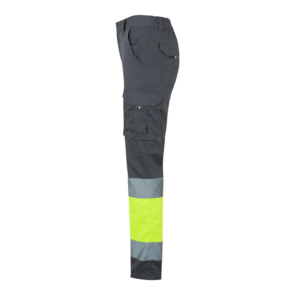 VL ZEUS. Pantaloni elasticizzati bicolore con diverse tasche (240g/m²), in cotone (46%), EME (38%) e poliestere (16%)