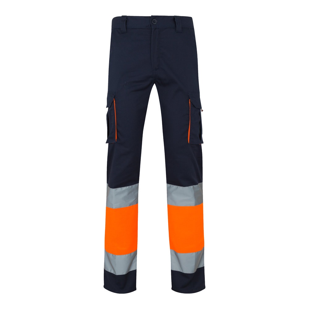 VL ZEUS. Pantaloni elasticizzati bicolore con diverse tasche (240g/m²), in cotone (46%), EME (38%) e poliestere (16%)