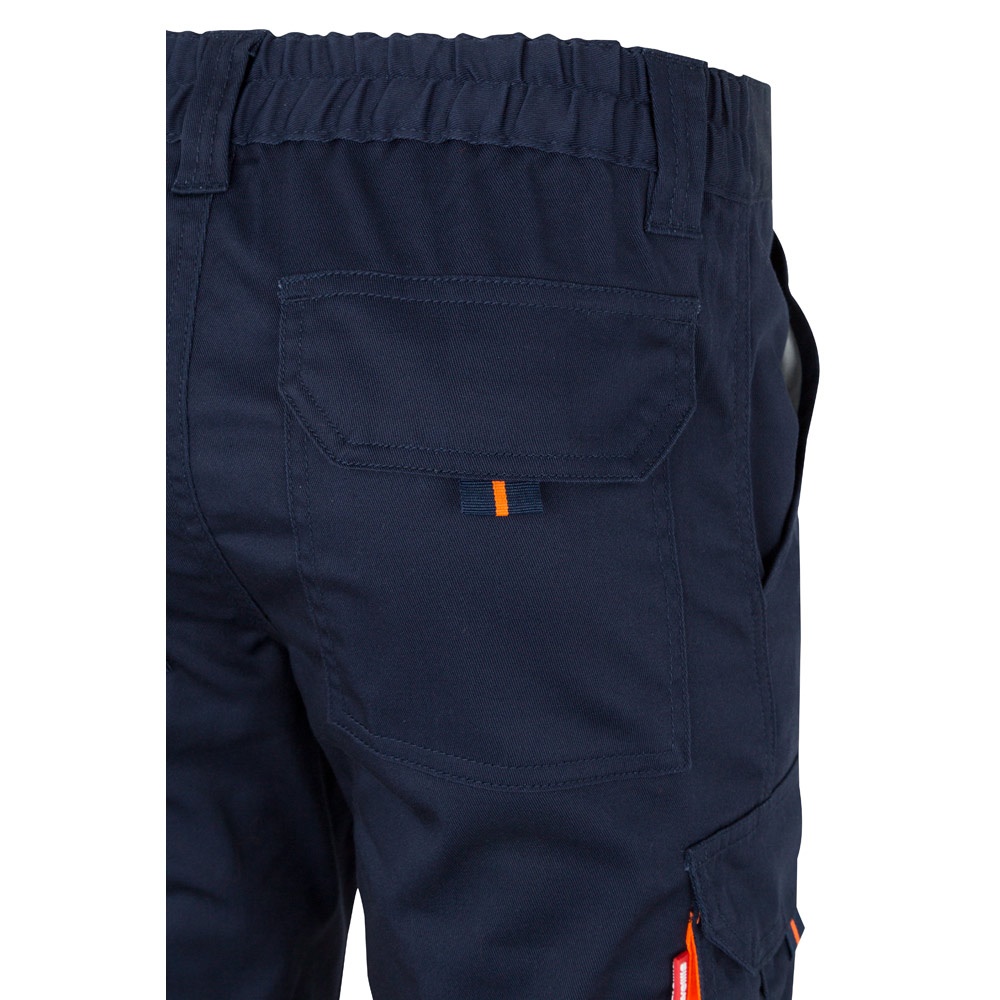 VL ZEUS. Pantaloni elasticizzati bicolore con diverse tasche (240g/m²), in cotone (46%), EME (38%) e poliestere (16%)