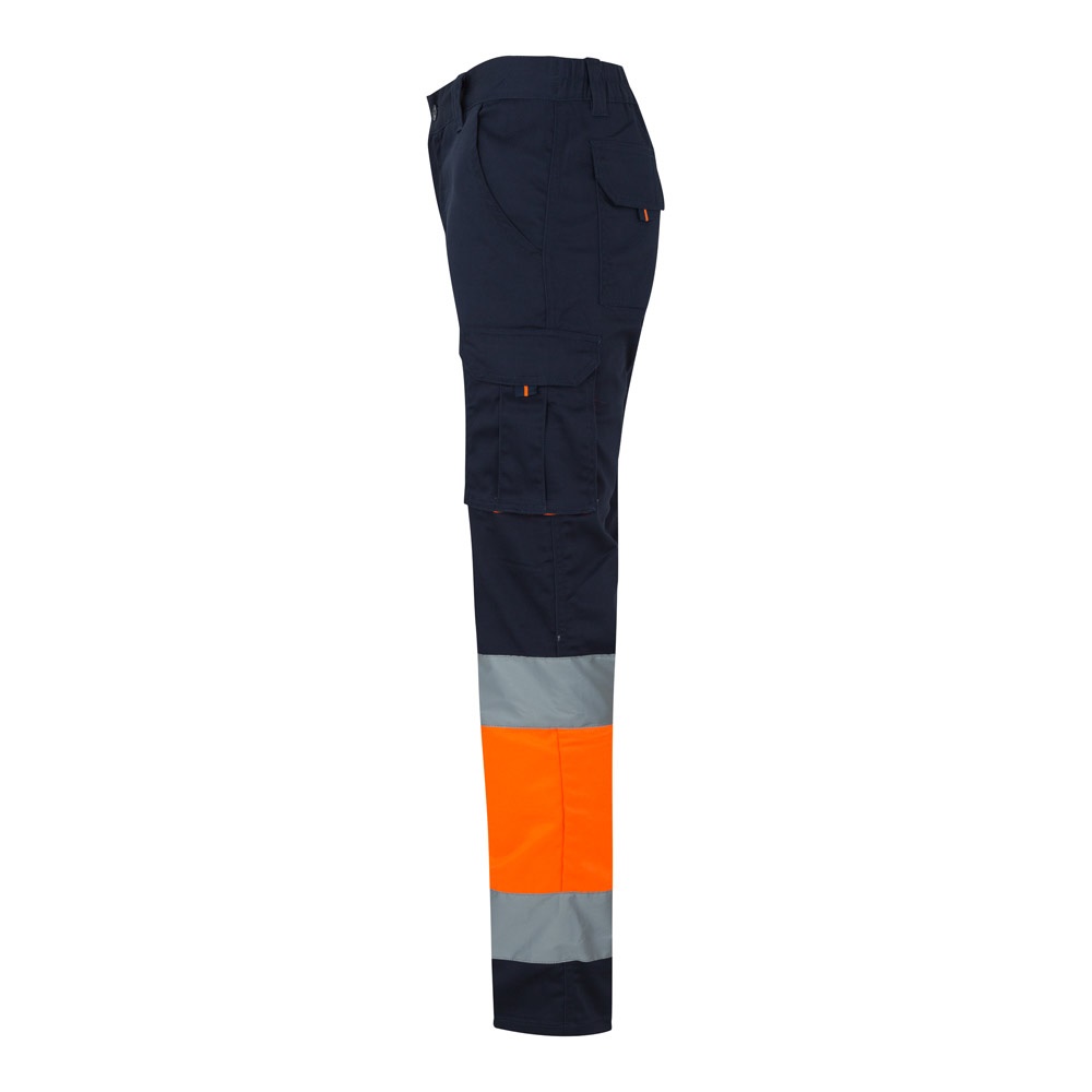 VL ZEUS. Pantaloni elasticizzati bicolore con diverse tasche (240g/m²), in cotone (46%), EME (38%) e poliestere (16%)