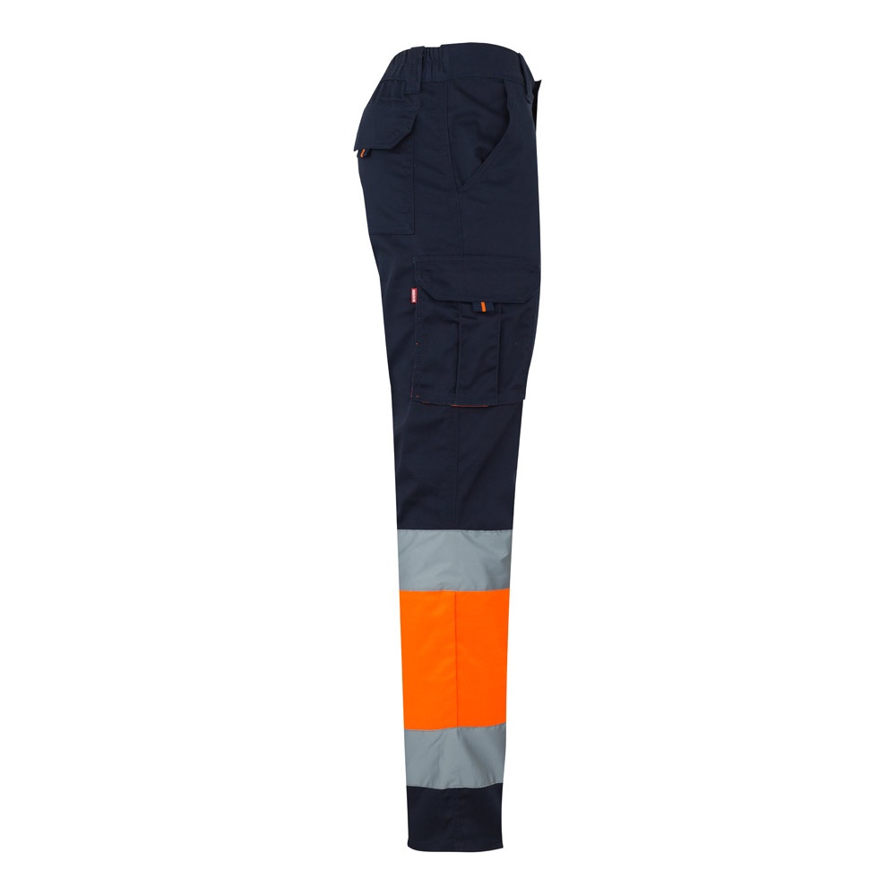 VL ZEUS. Pantaloni elasticizzati bicolore con diverse tasche (240g/m²), in cotone (46%), EME (38%) e poliestere (16%)