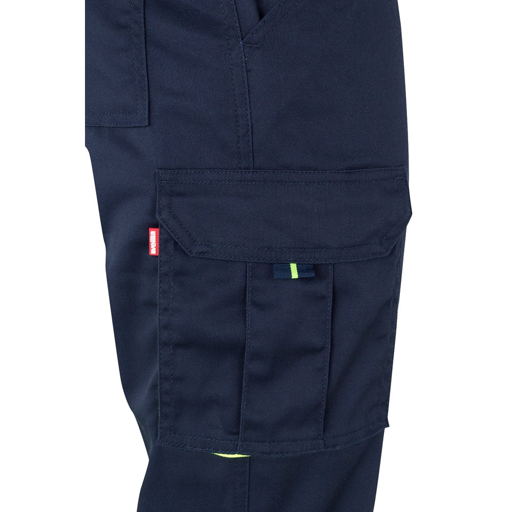 VL ZEUS. Pantaloni elasticizzati bicolore con diverse tasche (240g/m²), in cotone (46%), EME (38%) e poliestere (16%)