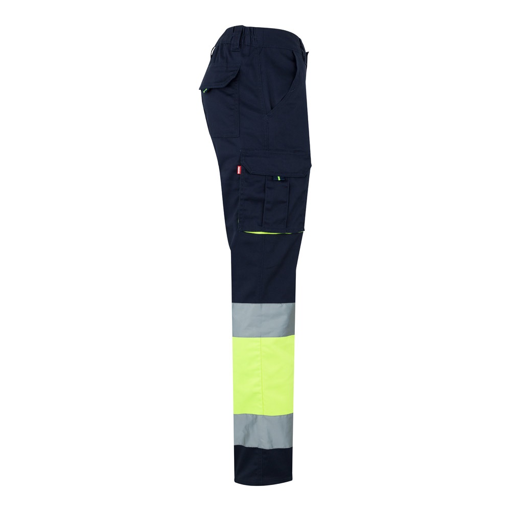 VL ZEUS. Pantaloni elasticizzati bicolore con diverse tasche (240g/m²), in cotone (46%), EME (38%) e poliestere (16%)