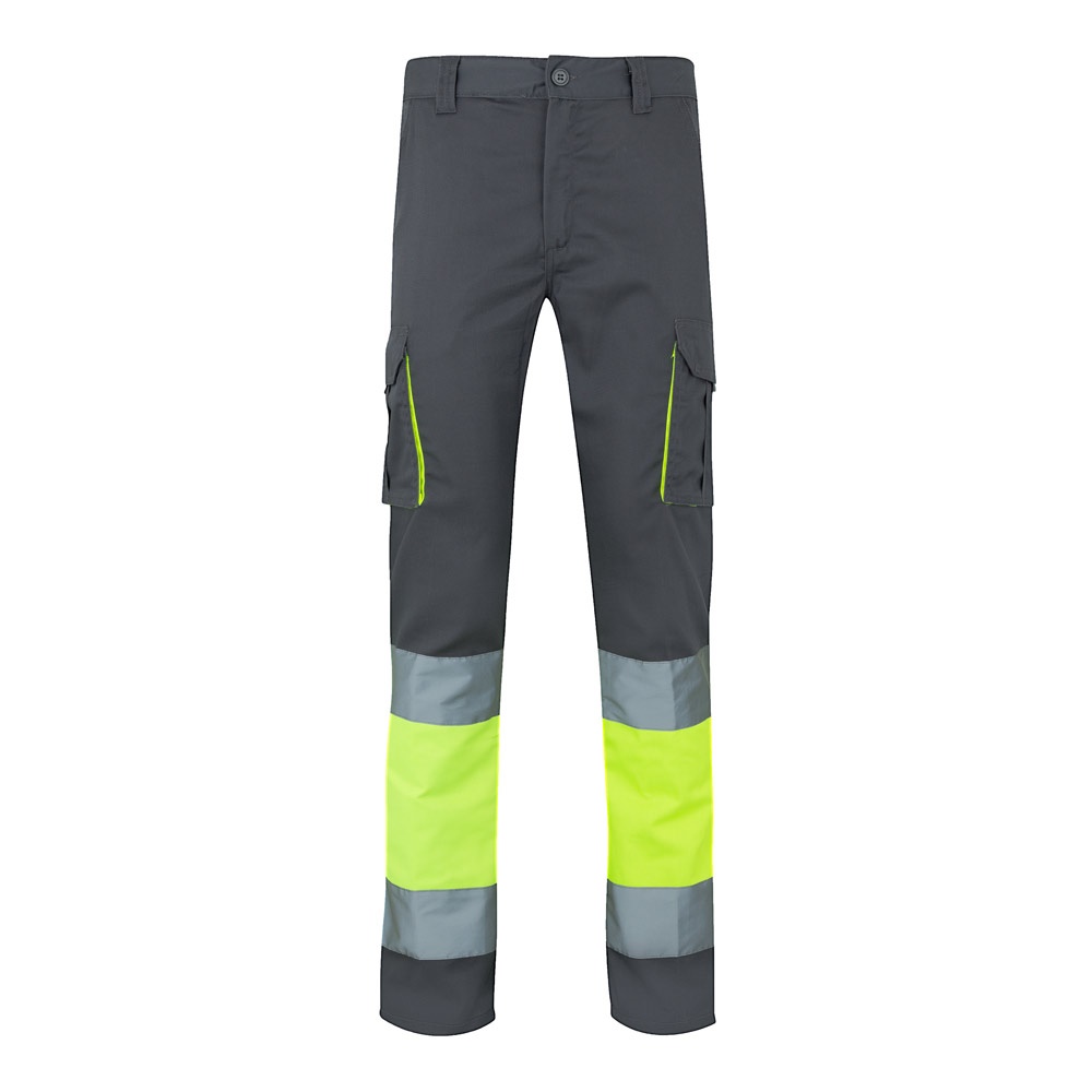 VL ZEUS. Pantaloni elasticizzati bicolore con diverse tasche (240g/m²), in cotone (46%), EME (38%) e poliestere (16%)