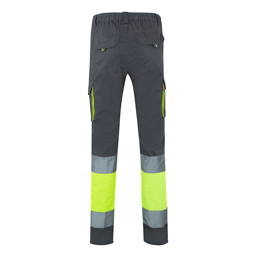 VL ZEUS. Pantaloni elasticizzati bicolore con diverse tasche (240g/m²), in cotone (46%), EME (38%) e poliestere (16%)