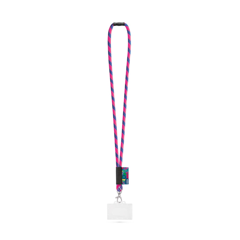 WATFORD. SET Lanyard TUBE Long (Ø 7 mm) con moschettone a grilletto da 9 mm, chiusura di sicurezza da Ø 7 mm e porta badge/tessera rigido da 91 x 68 mm
