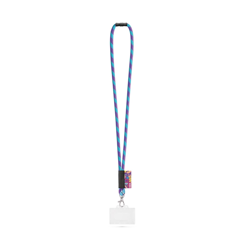 WATFORD. SET Lanyard TUBE Long (Ø 7 mm) con moschettone a grilletto da 9 mm, chiusura di sicurezza da Ø 7 mm e porta badge/tessera rigido da 91 x 68 mm