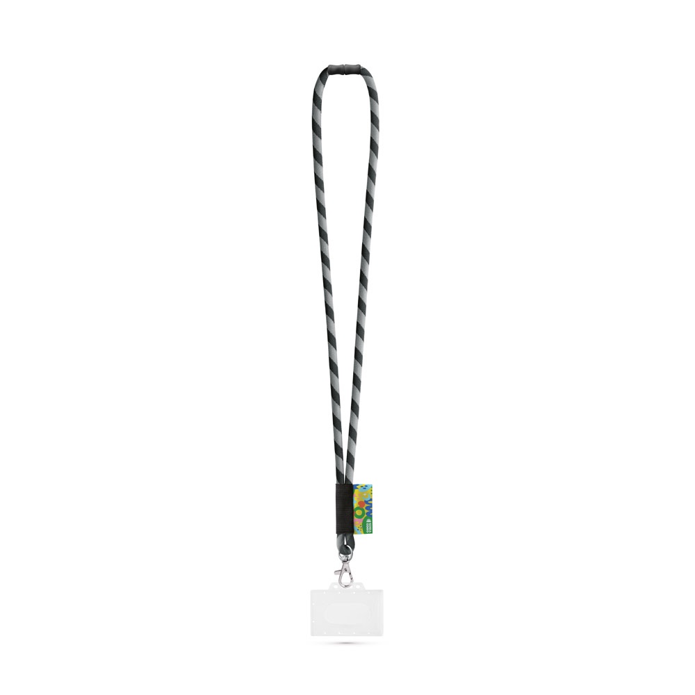 WATFORD. SET Lanyard TUBE Long (Ø 7 mm) con moschettone a grilletto da 9 mm, chiusura di sicurezza da Ø 7 mm e porta badge/tessera rigido da 91 x 68 mm
