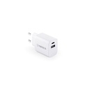 WEGENER. Adattatore di corrente con porta USB-A 18W e porta USB-C 20W in ABS riciclato (100% rABS)