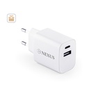 WEGENER. Adattatore di corrente con porta USB-A 18W e porta USB-C 20W in ABS riciclato (100% rABS)