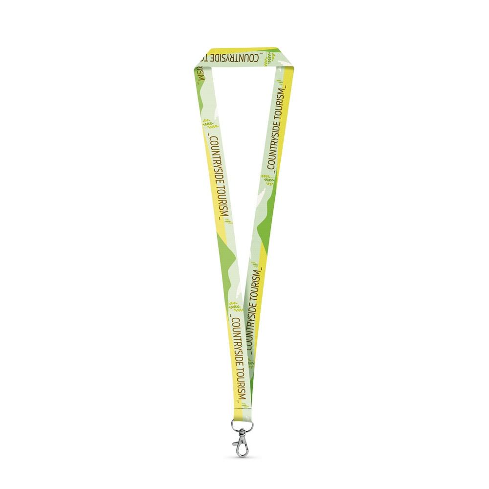WINDSOR. SET Lanyard SUBLIMATION Long II (20 mm) in poliestere riciclato (100% rPET) con moschettone a leva da 20 mm