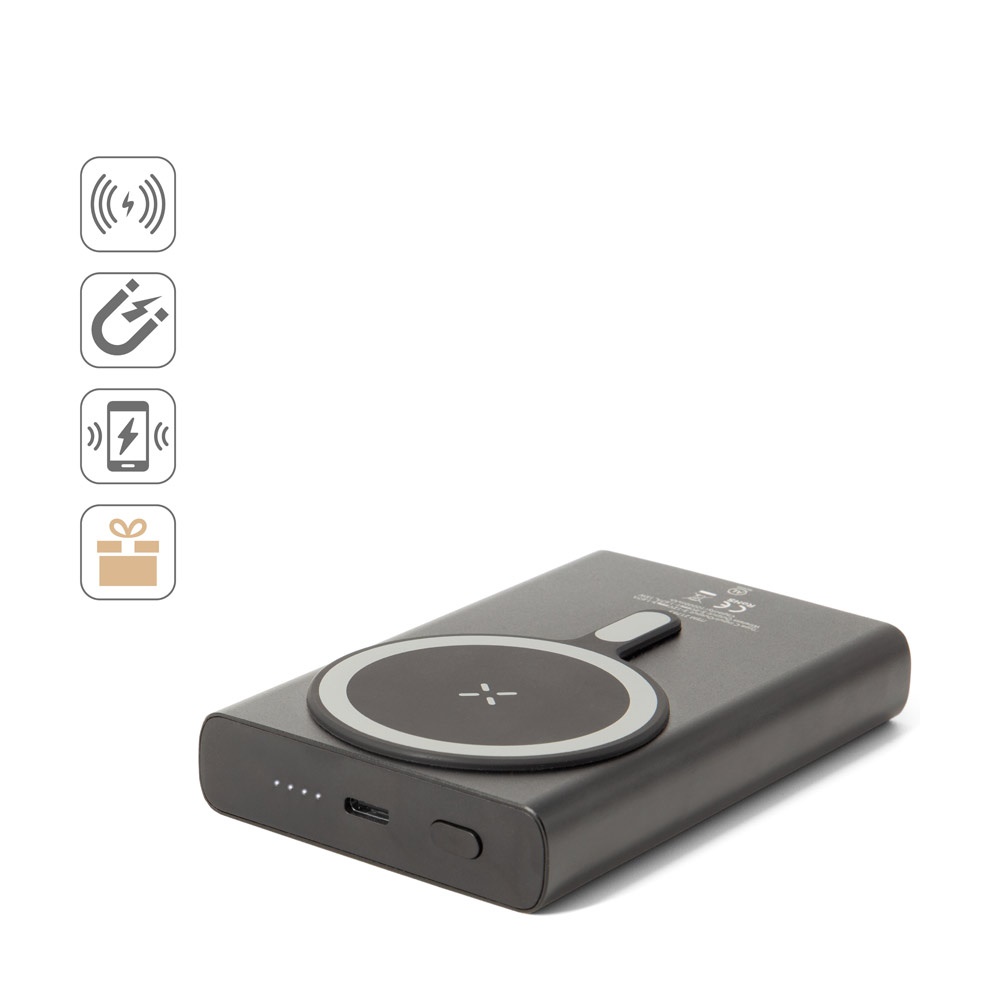 WRIGHT 10. Power bank magnetico con ricarica super rapida in alluminio riciclato e ABS riciclato 10'000 mAh
